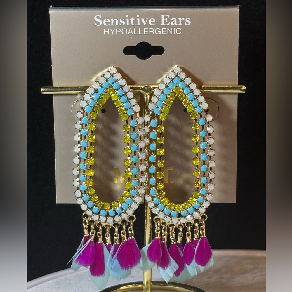 Sensitive Ears Mixit Austrian Crystal Earrings 2.25 inch approx - Picture 1 of 4